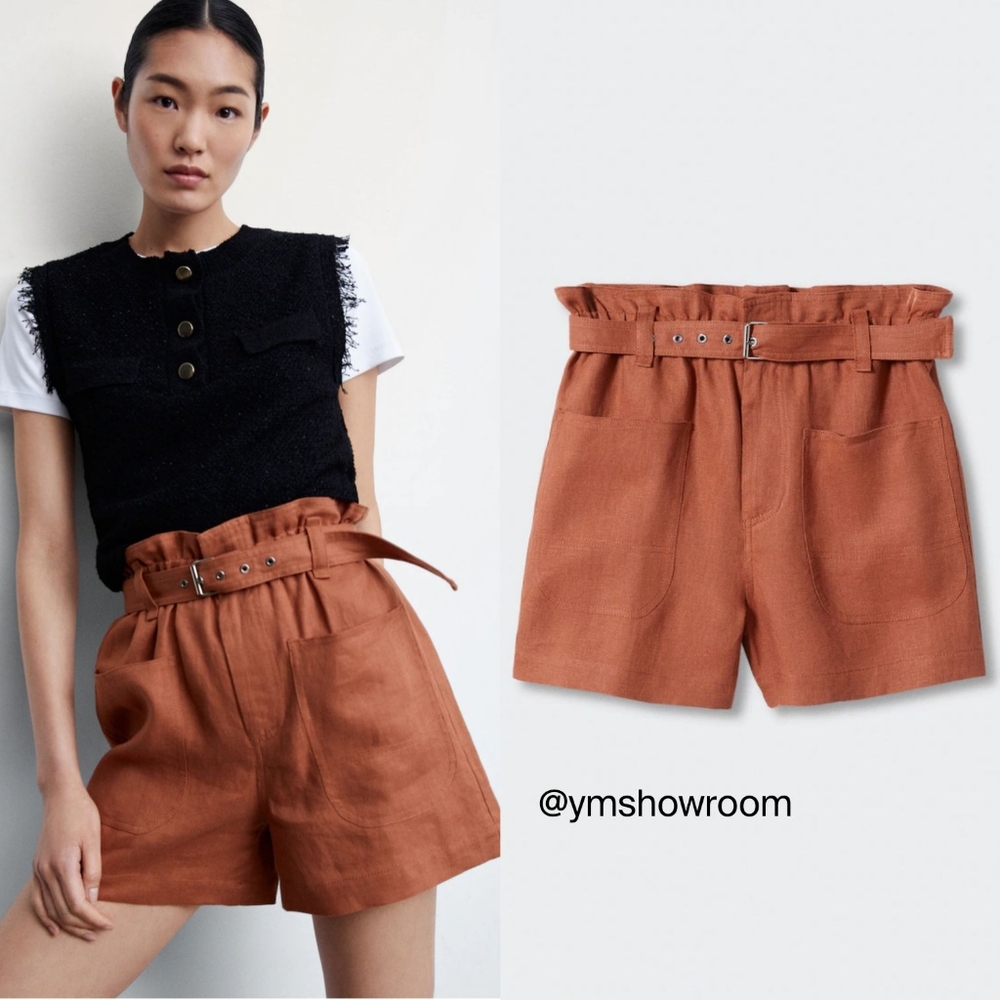 MANGO Linen Shorts